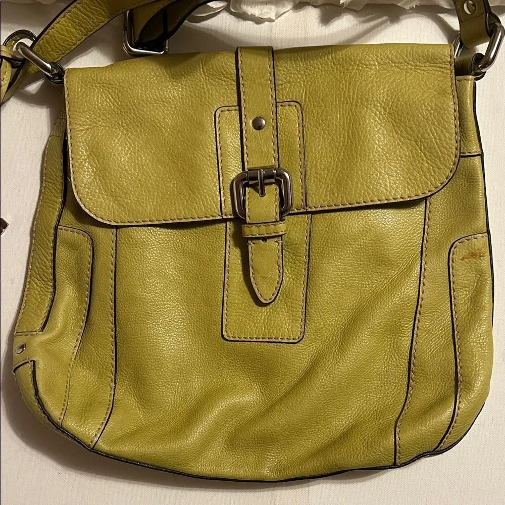 Fossil Lime Green Leather Crossbody Bag